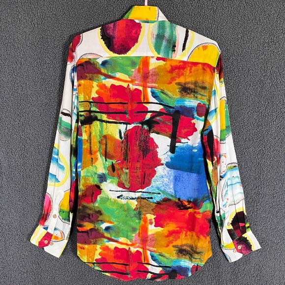 Jams World Colorful Print Hawaiian Button Long Sleeve Shirt - Men's Size L - Picture 2 of 10